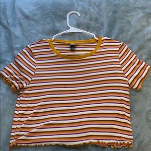 Striped Lettuce Ribbed Crop Top